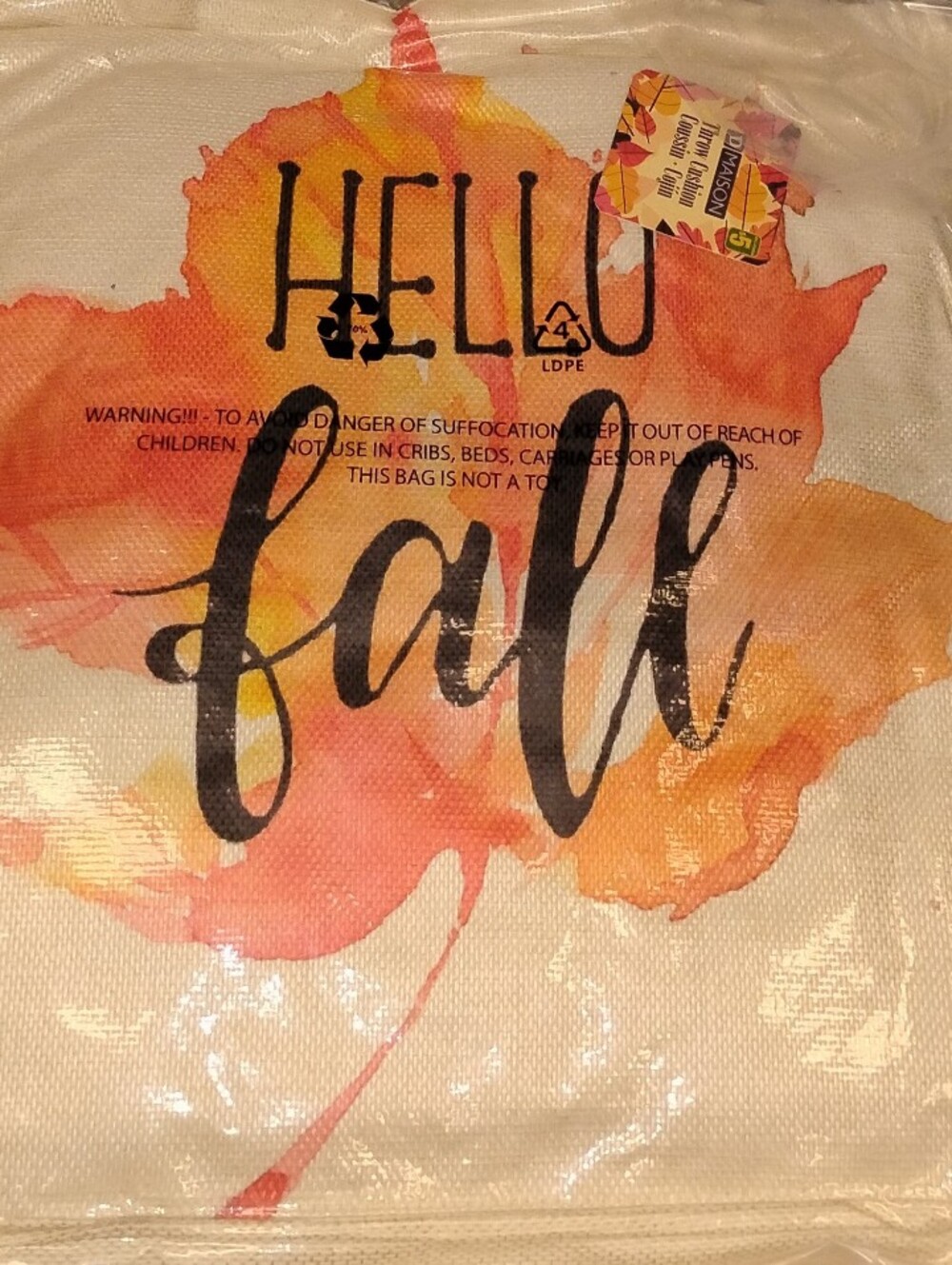 Hello Fall Accent Pillow - Seasonal Orange & Yellow Design